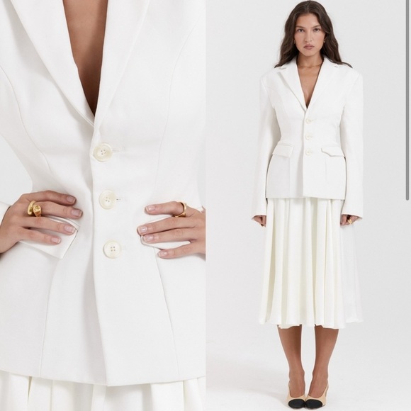 House of CB Sariah White Blazer Long